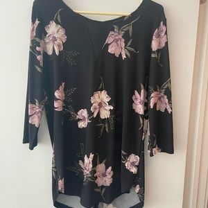 Black floral blouse